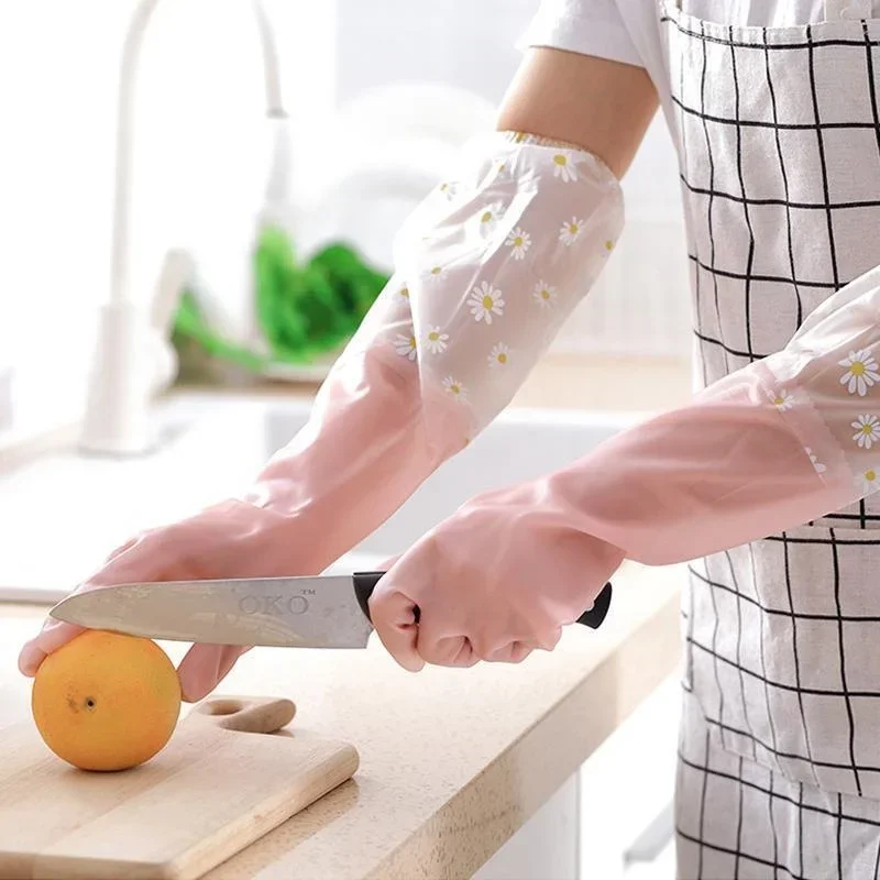 1 Pair Rubber Gloves Long Slee - Dish Glove Rubber のレビューと価格