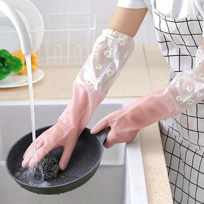 1 Pair Rubber Gloves Long Slee - Dish Glove Rubber のレビューと価格