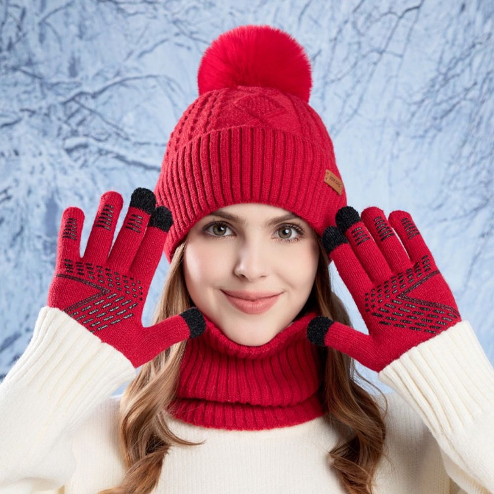 3pcs Hiking Solid Color Hat Sc - Wool Glove Lined のレビューと価格