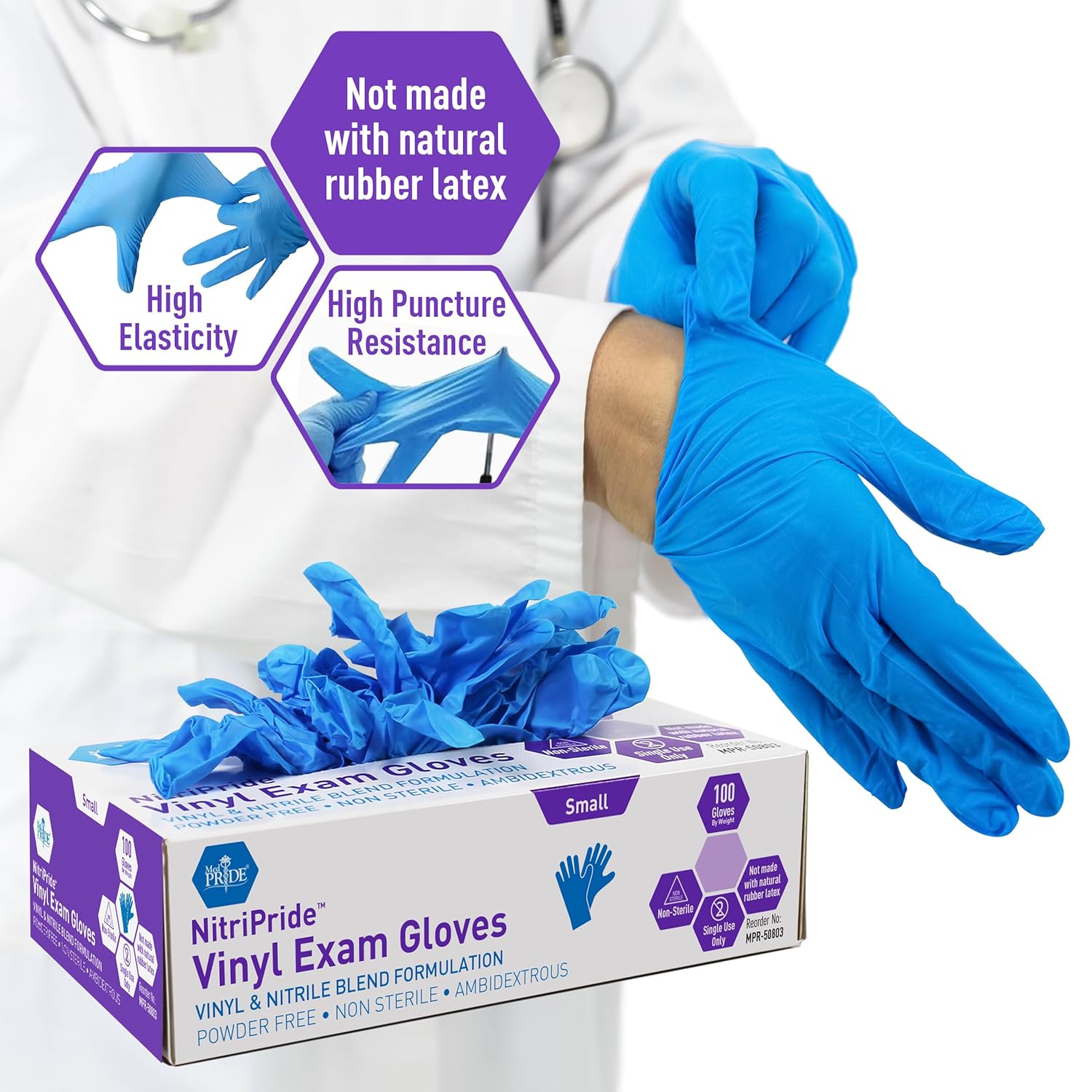 Nitrile/Vinyl Blend Exam Glove - Latex Disposable Glove のレビューと価格