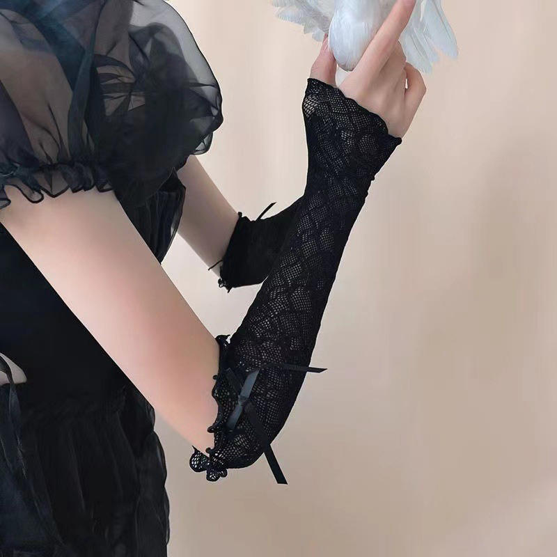 Summer Long Lace Ruffle Mesh F - Fingerless Glove Knit のレビューと価格