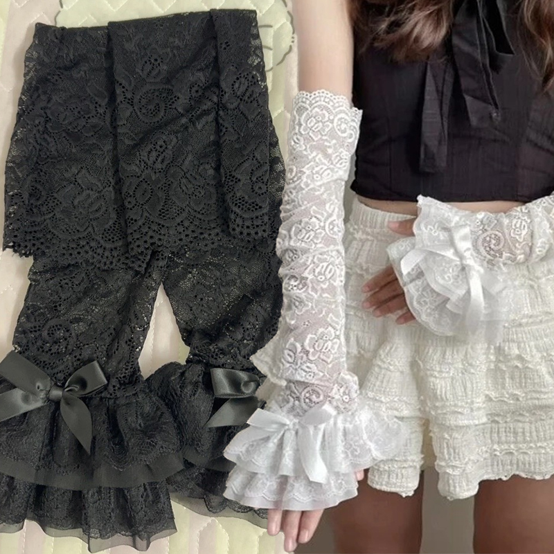 Hollow Out Lace Long Arm Sleev - Fingerless Glove Knit のレビューと価格