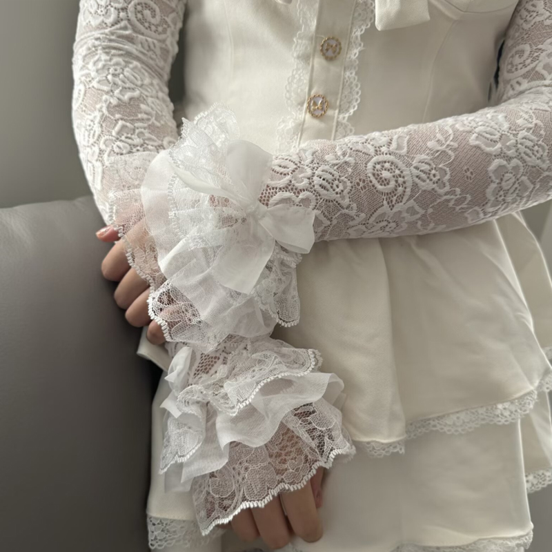Hollow Out Lace Long Arm Sleev - Fingerless Glove Knit のレビューと価格