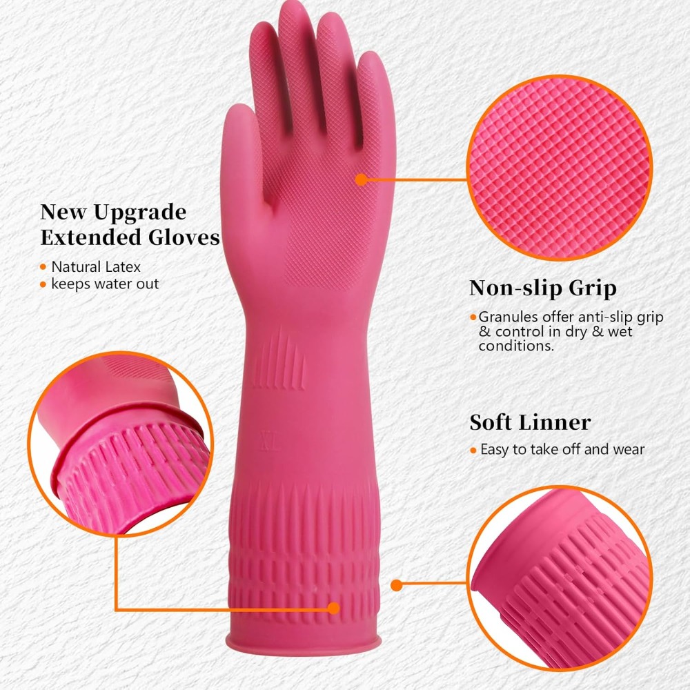 15-Inch Reusable Rubber Gloves - Rubber Glove Cleaning のレビューと価格