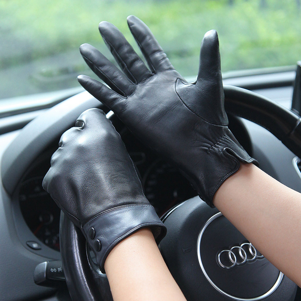 Fashion Black Real Leather Glo - Wool Glove Lined のレビューと価格