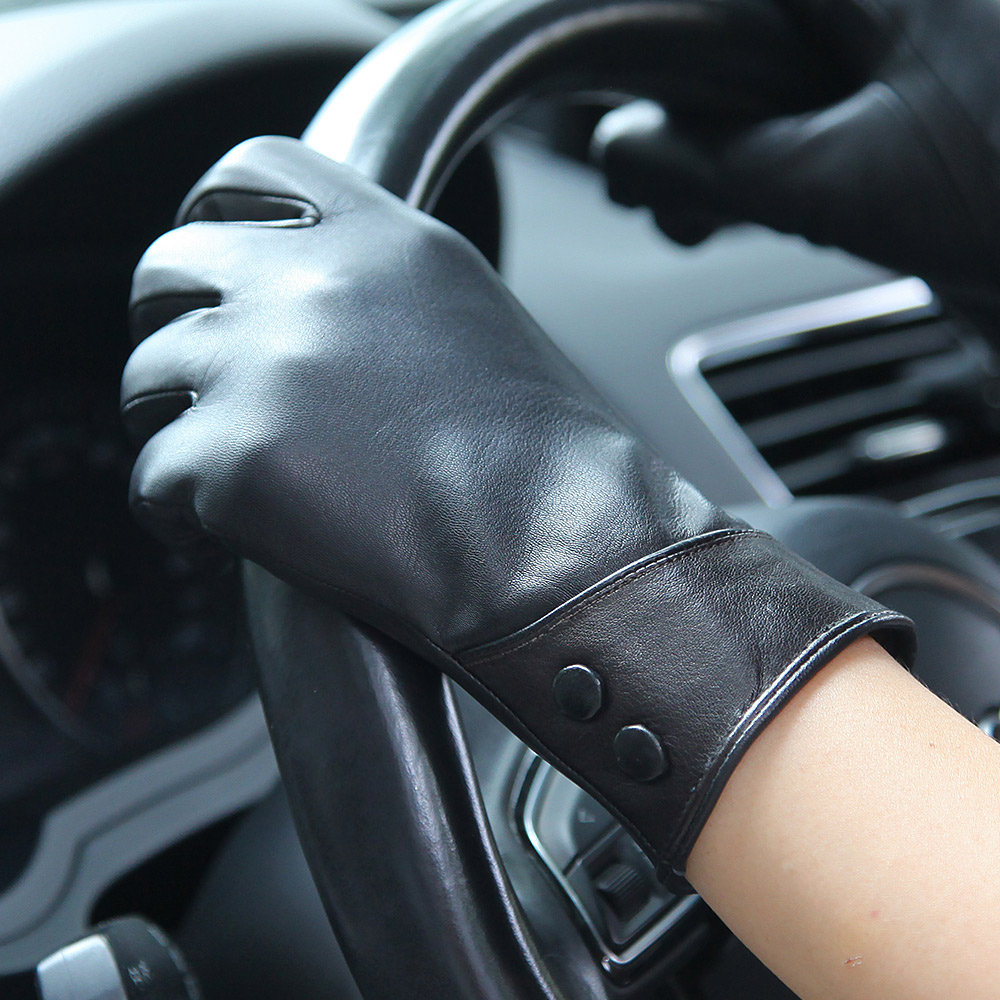 Fashion Black Real Leather Glo - Wool Glove Lined のレビューと価格