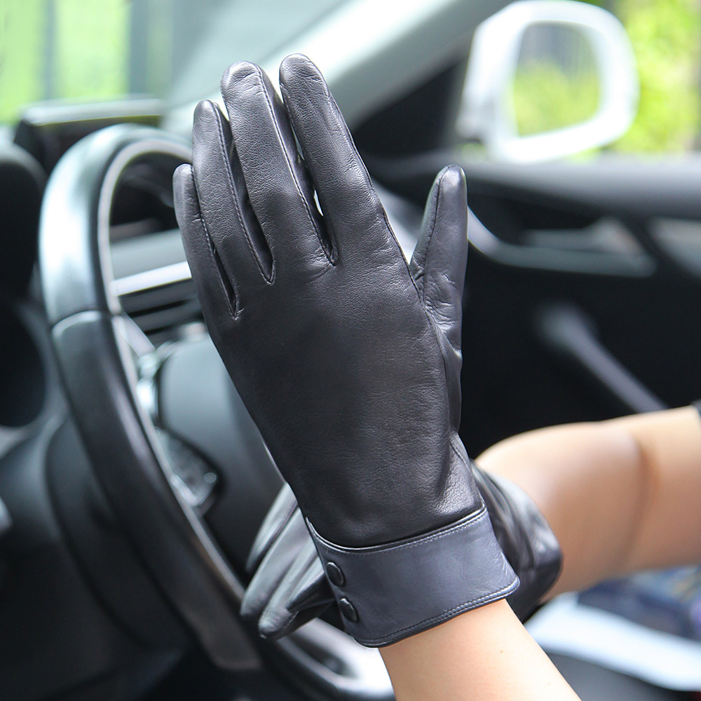 Fashion Black Real Leather Glo - Wool Glove Lined のレビューと価格
