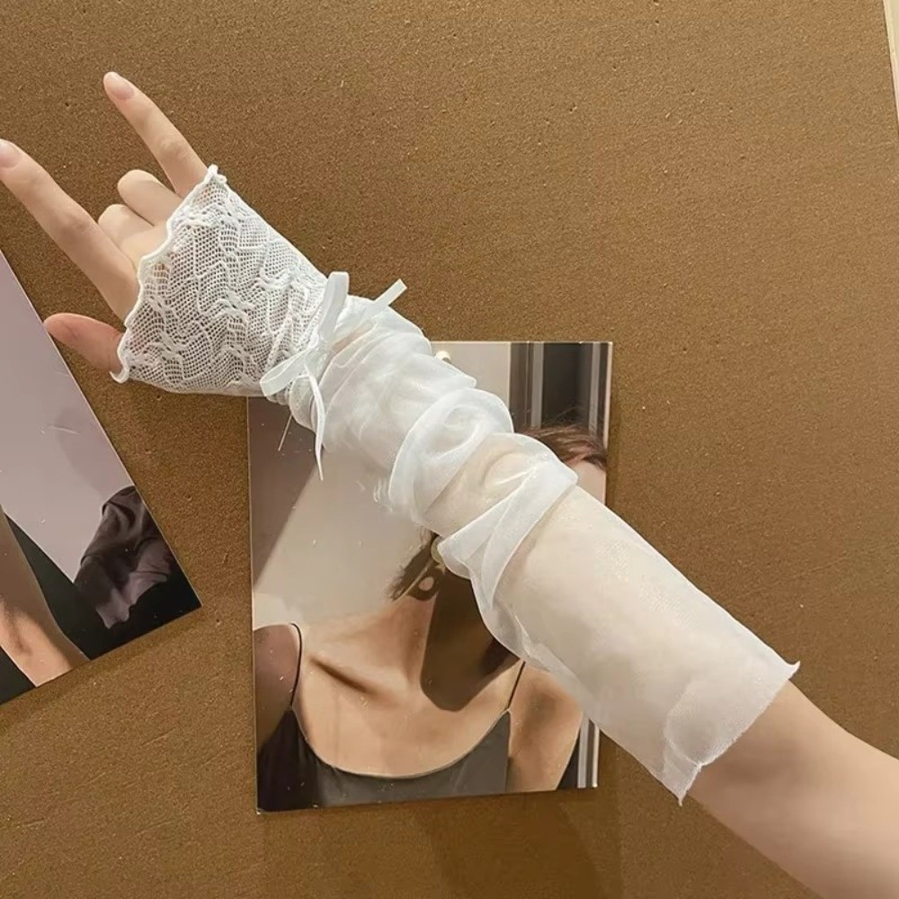 Y2K Lace Ruffle Mesh Gloves Sh - Fingerless Glove Knit のレビューと価格