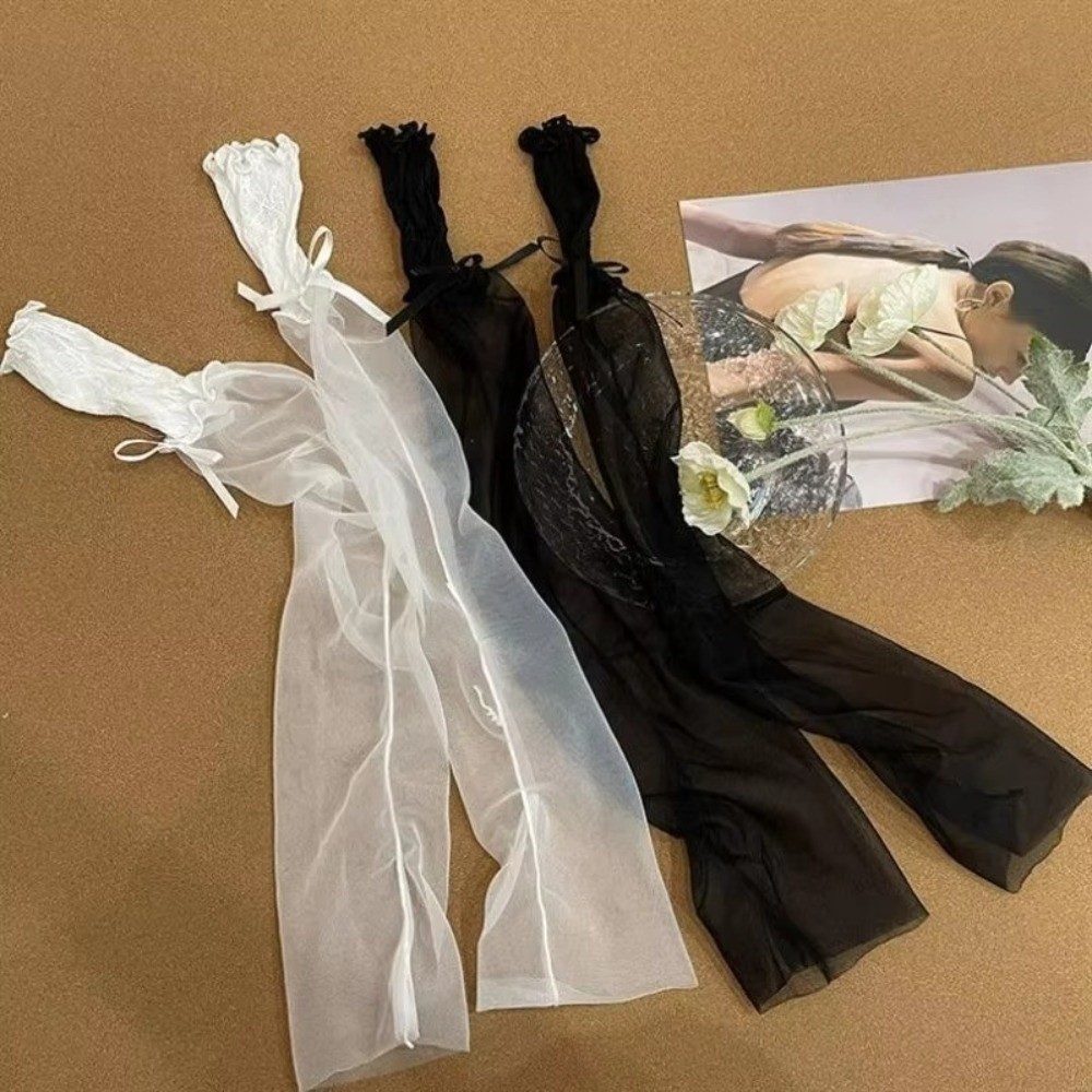 Y2K Lace Ruffle Mesh Gloves Sh - Fingerless Glove Knit のレビューと価格