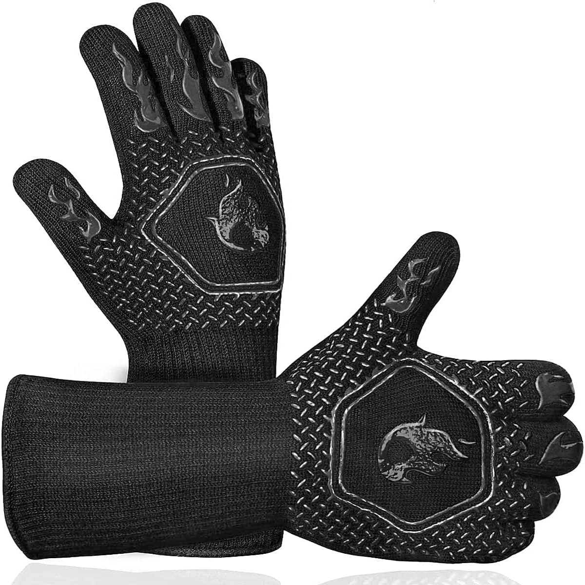 BBQ Grill Gloves High Temp Res - Oven Mitt Silicone のレビューと価格