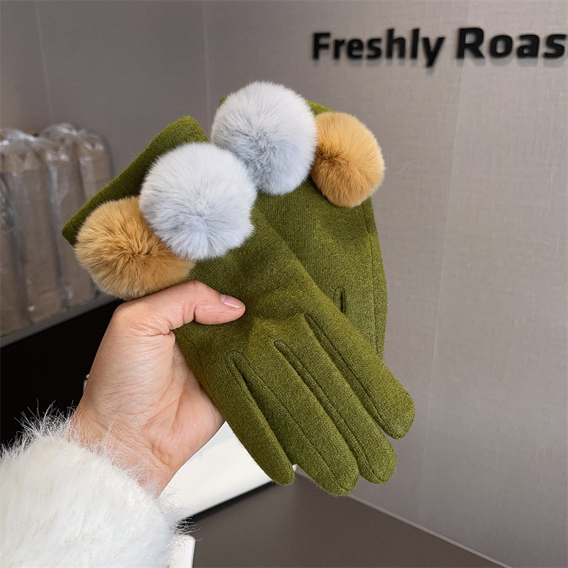 Gloves Women Wool Plaid Fox Fu - Wool Glove Lined のレビューと価格