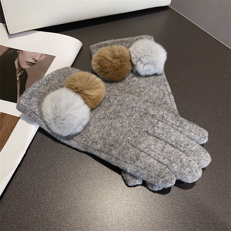 Gloves Women Wool Plaid Fox Fu - Wool Glove Lined のレビューと価格