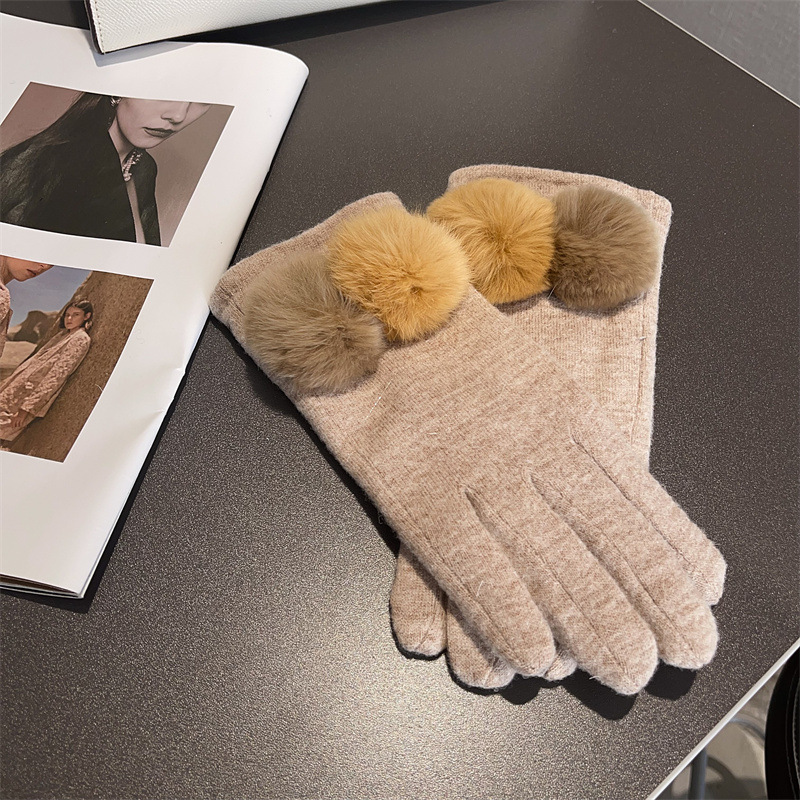 Gloves Women Wool Plaid Fox Fu - Wool Glove Lined のレビューと価格
