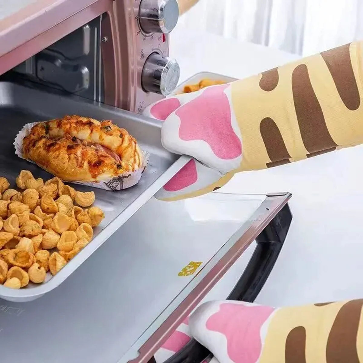 Microwave Long Cotton Gloves C - Oven Mitt Silicone のレビューと価格