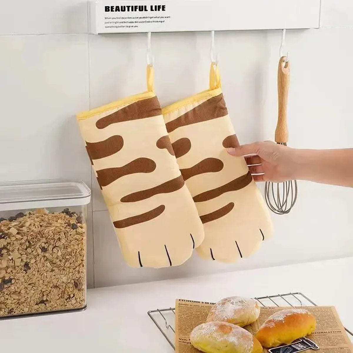 Microwave Long Cotton Gloves C - Oven Mitt Silicone のレビューと価格