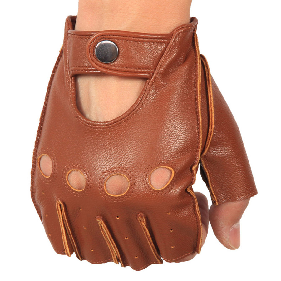 High Quality Man's Half Finger - Leather Driving Glove のレビューと価格