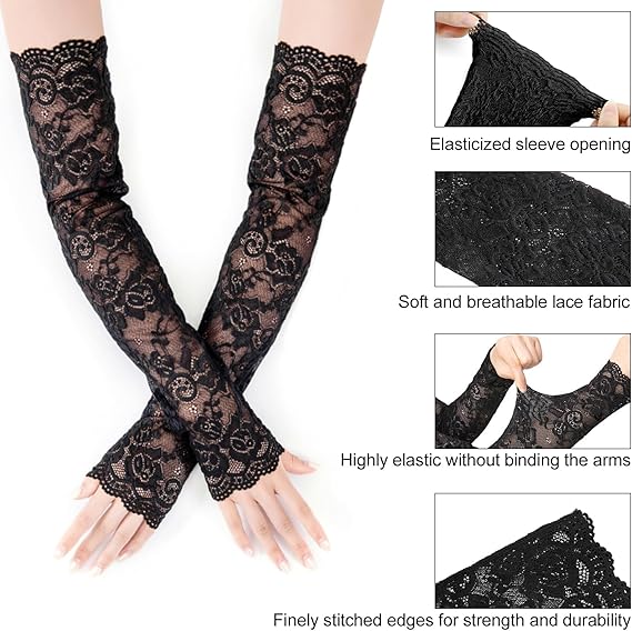 New 1Pair Sexy Lace Hollow-Out - Fingerless Glove Knit のレビューと価格