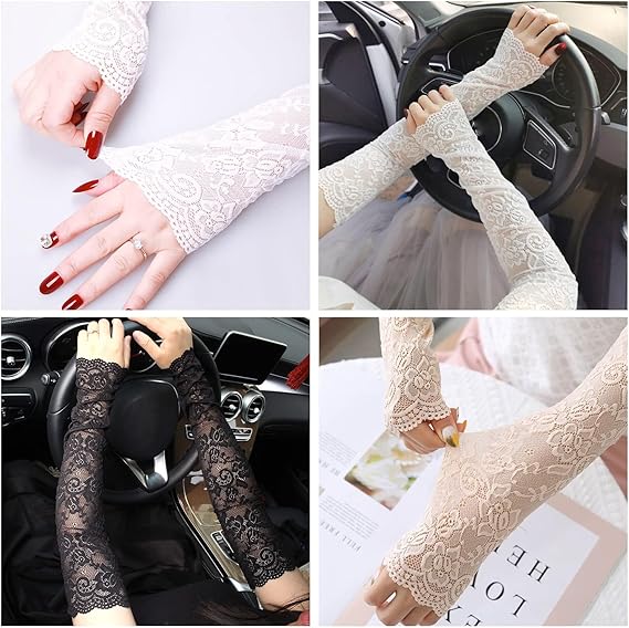 New 1Pair Sexy Lace Hollow-Out - Fingerless Glove Knit のレビューと価格