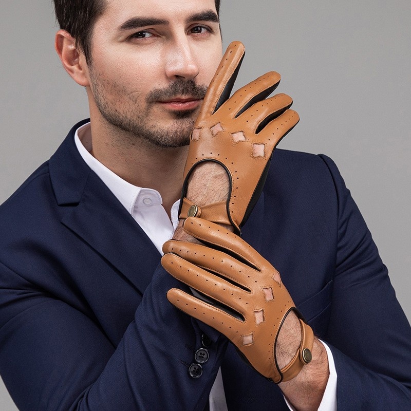 Men Leather Gloves Motorcycle  - Leather Driving Glove のレビューと価格