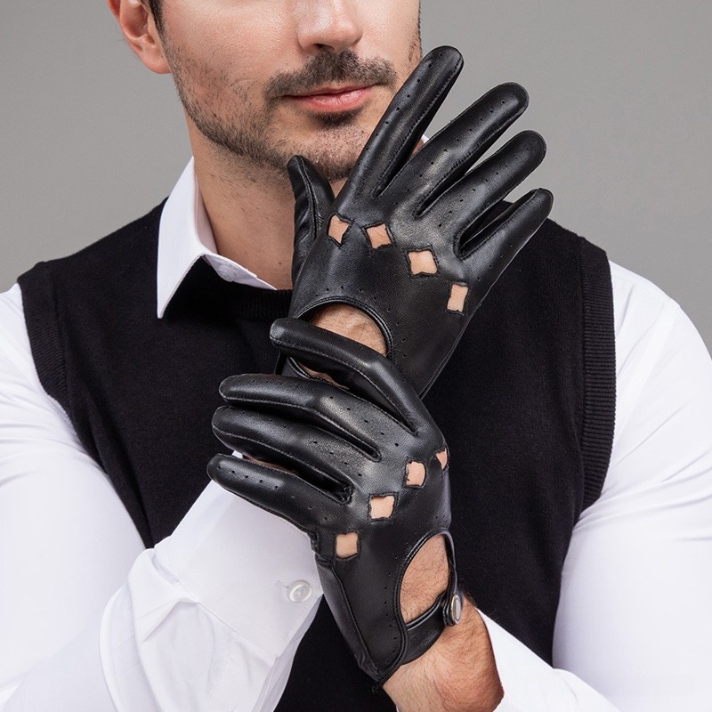 Men Leather Gloves Motorcycle  - Leather Driving Glove のレビューと価格