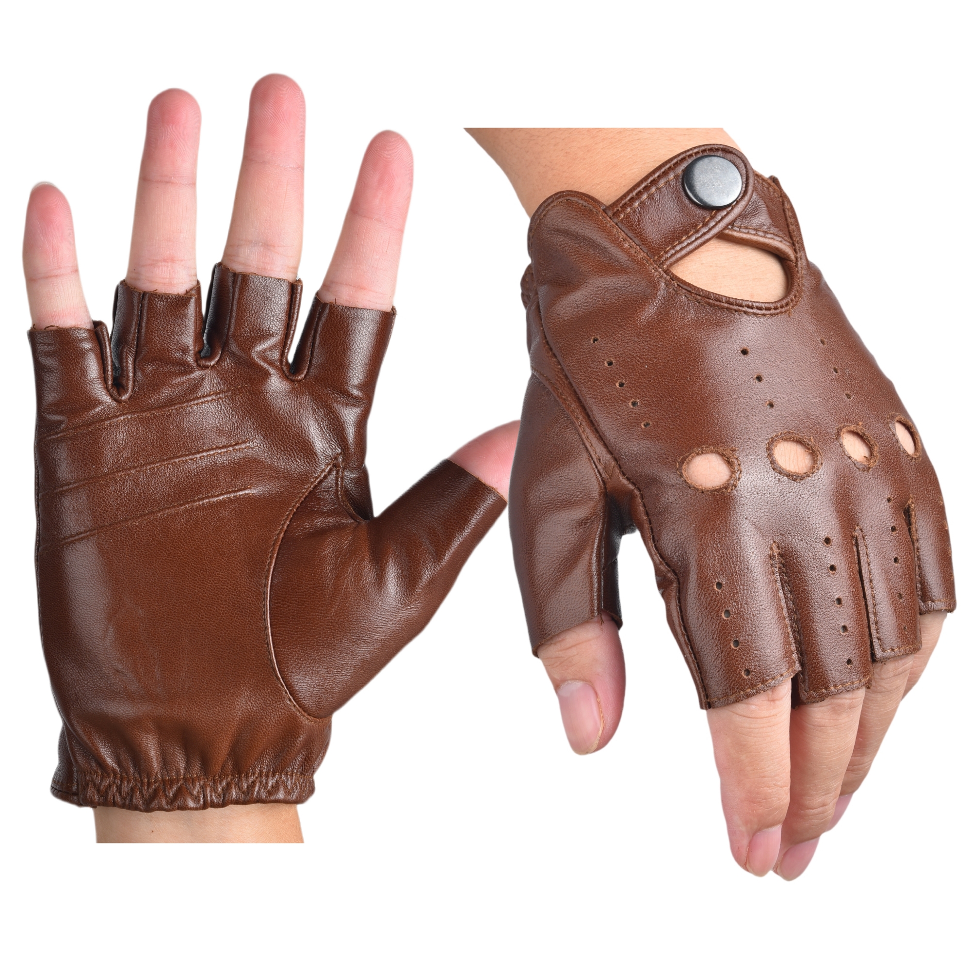 Mens Fingerless Half Finger Le - Leather Driving Glove のレビューと価格