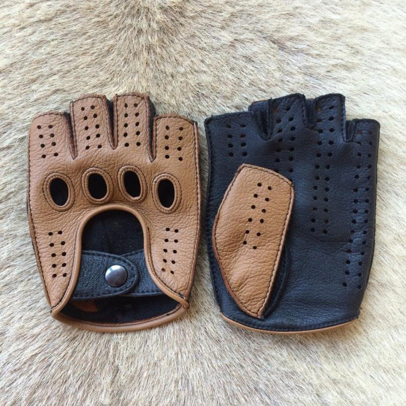 Retro Half Finger Goat Leather - Leather Driving Glove のレビューと価格