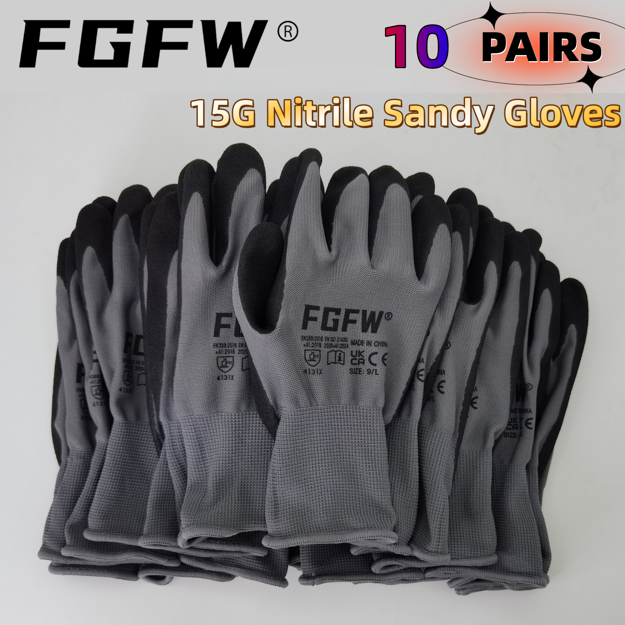 FGFW 10 Pairs Gray Nitrile San - Nitrile Mechanic Glove のレビューと価格
