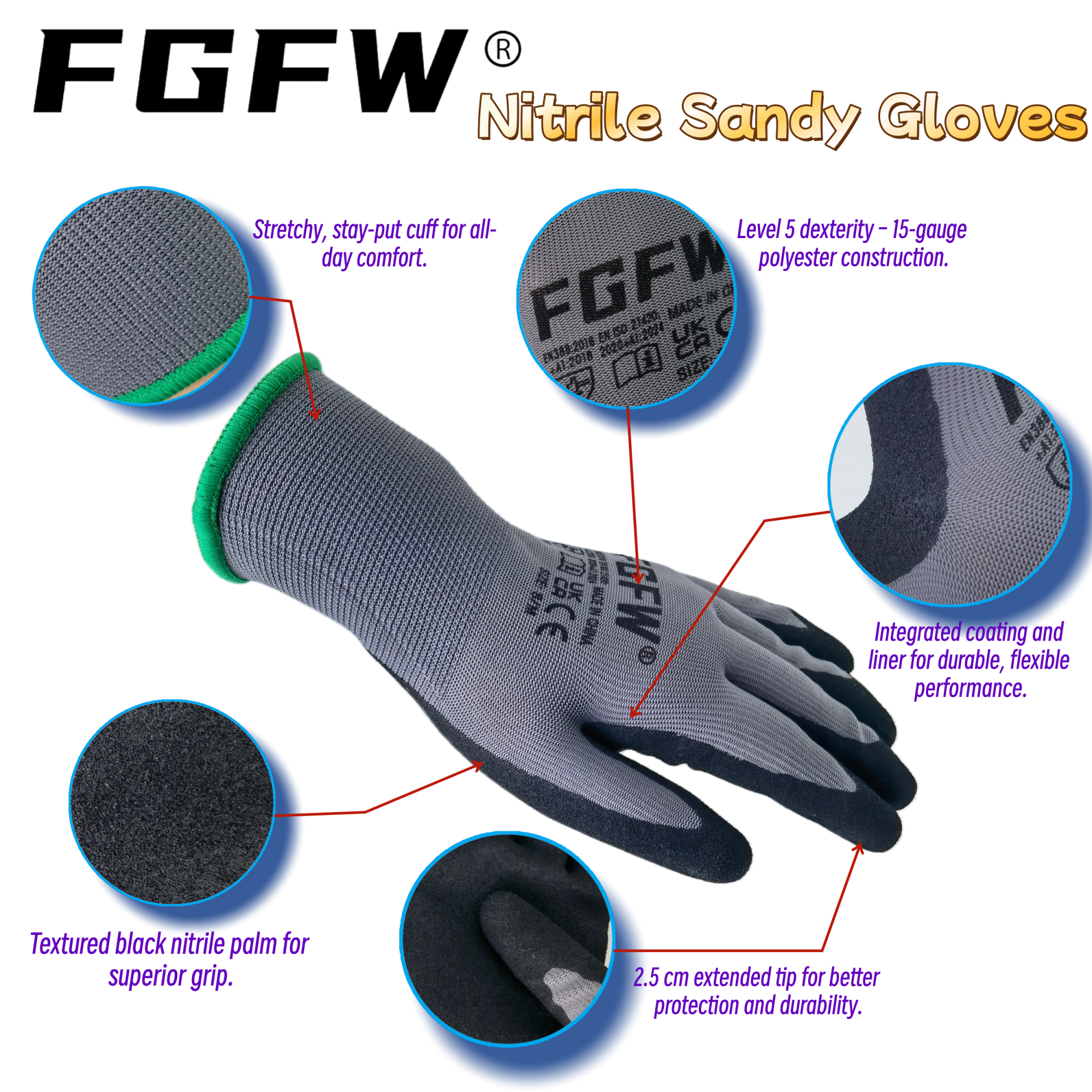 FGFW 10 Pairs Gray Nitrile San - Nitrile Mechanic Glove のレビューと価格