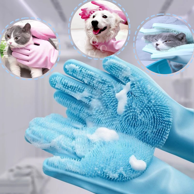 Pet Grooming Gloves for Dogs A - Rubber Glove Cleaning のレビューと価格