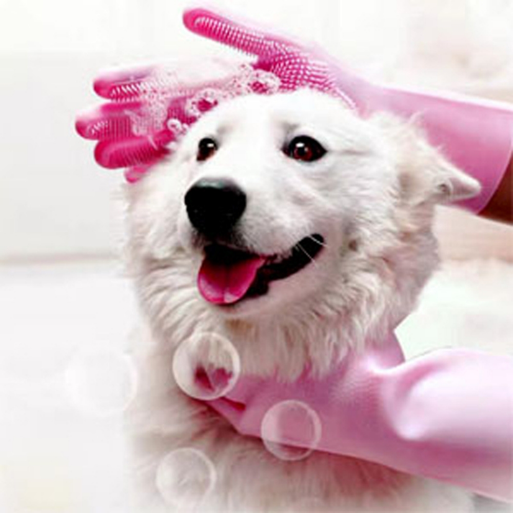 Pet Grooming Gloves for Dogs A - Rubber Glove Cleaning のレビューと価格