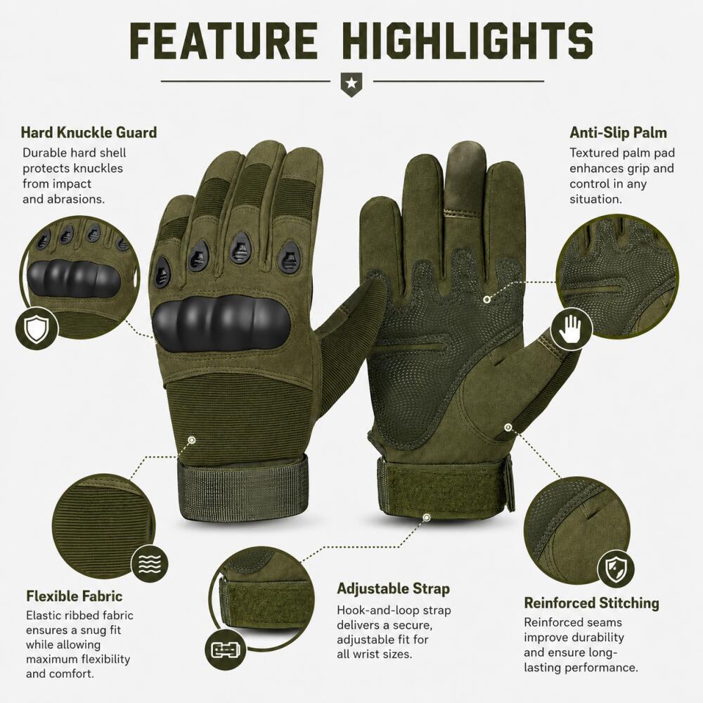 Full Finger Tactical Gloves wi - Motorcycle Glove Knuckle のレビューと価格