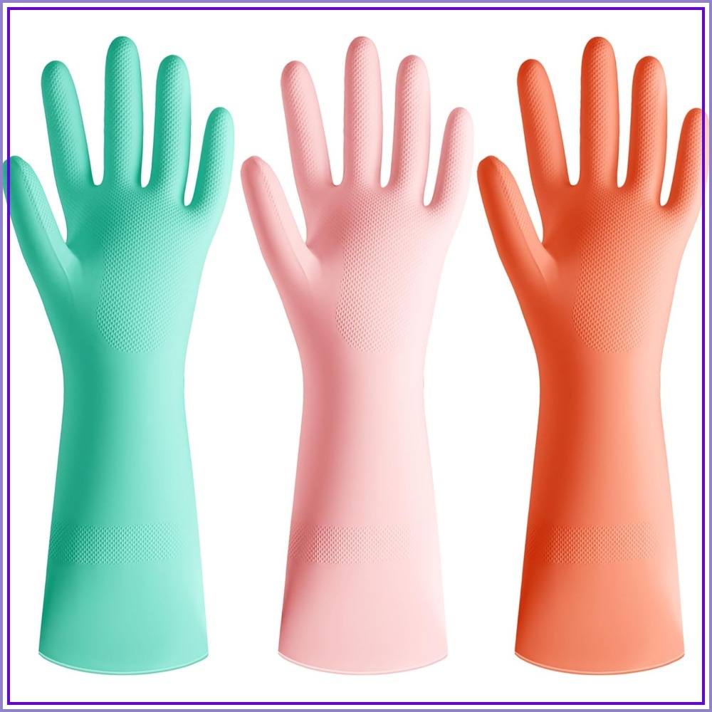 3 Pairs Colorful Rubber Dishwa - Rubber Glove Cleaning のレビューと価格