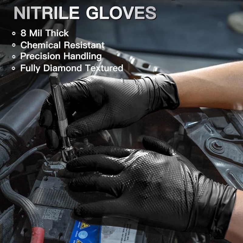 8Mil Thick Heavy Duty Safety W - Nitrile Mechanic Glove のレビューと価格