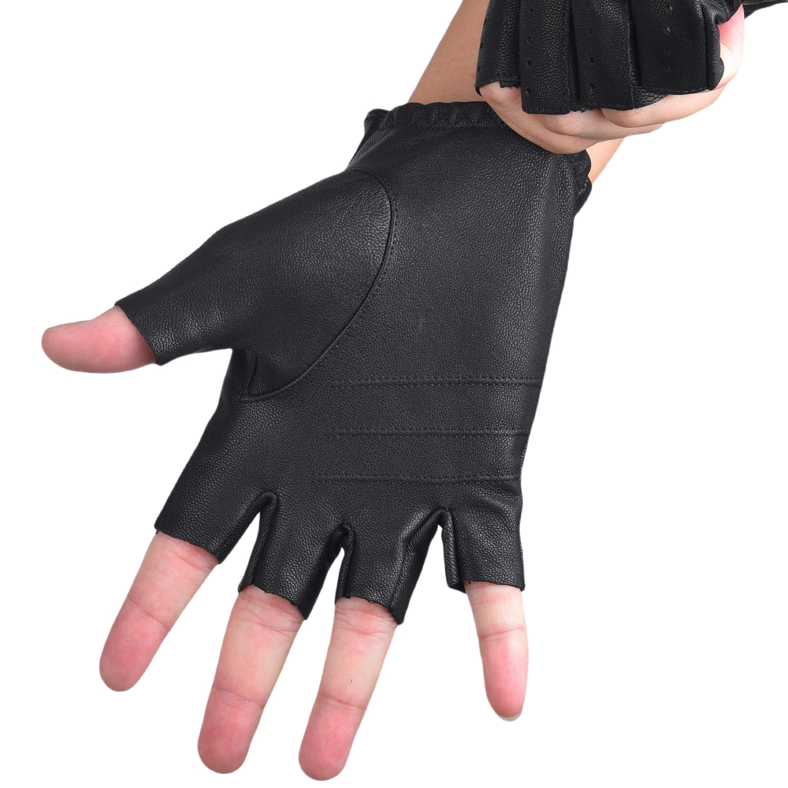 Mens Fingerless Gloves Half Fi - Leather Driving Glove のレビューと価格