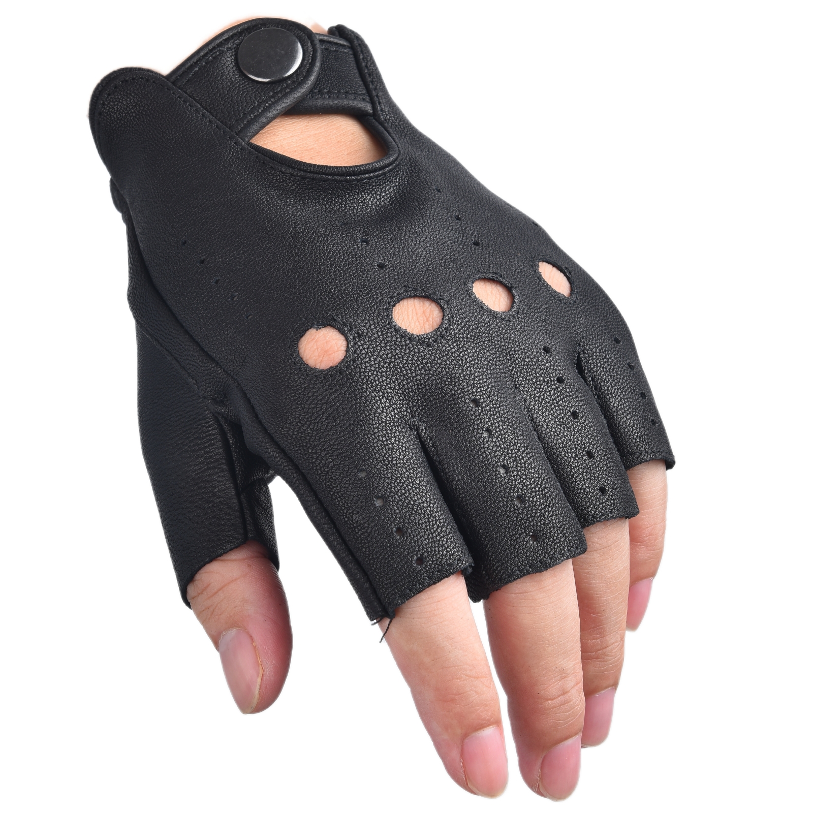 Mens Fingerless Gloves Half Fi - Leather Driving Glove のレビューと価格