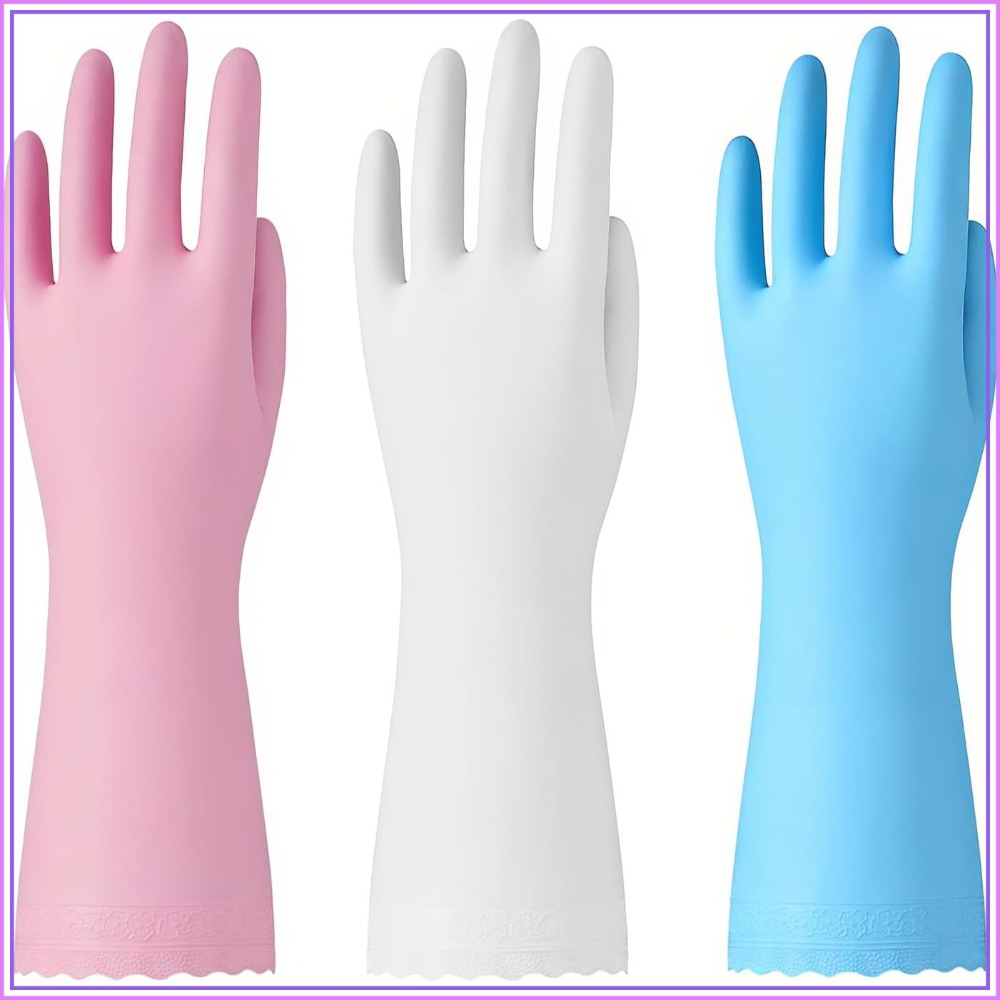 3 Pairs Non-Slip Waterproof Ki - Rubber Glove Cleaning のレビューと価格